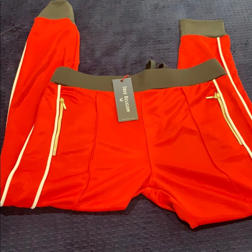 Red True Religion Track pants sz small- unisex
